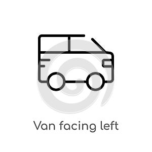 outline van facing left vector icon. isolated black simple line element illustration from mechanicons concept. editable vector