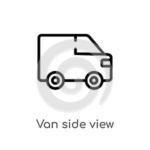 outline van side view vector icon. isolated black simple line element illustration from mechanicons concept. editable vector