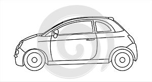 Outline vector car isolated on white background, side view