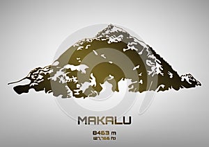 Outline vector illustration of bronze Mt. Makalu