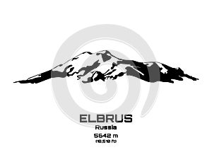 Outline vector illustration of Mt. Elbrus