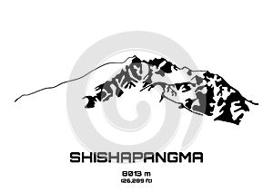 Outline vector illustration of Mt. Shishapangma photo