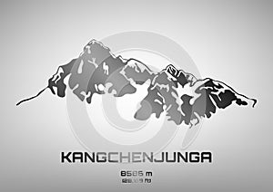 Vector illustration of Kangchenjunga in steel photo