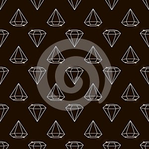 Outline Vector seamless retro pattern, with diamonds