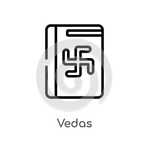 outline vedas vector icon. isolated black simple line element illustration from india concept. editable vector stroke vedas icon