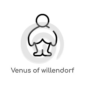 outline venus of willendorf vector icon. isolated black simple line element illustration from stone age concept. editable vector photo