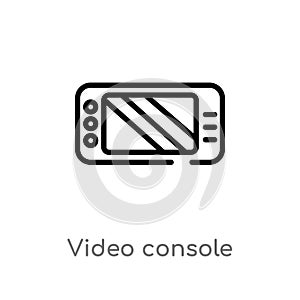 outline video console vector icon. isolated black simple line element illustration from augmented reality concept. editable vector