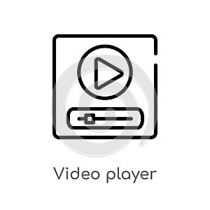 outline video player vector icon. isolated black simple line element illustration from social media marketing concept. editable