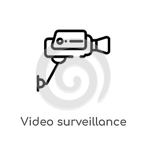 outline video surveillance vector icon. isolated black simple line element illustration from electronic devices concept. editable