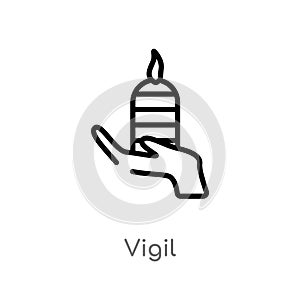 outline vigil vector icon. isolated black simple line element illustration from religion-2 concept. editable vector stroke vigil