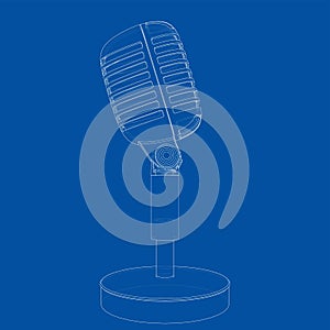 Outline vintage microphone vector