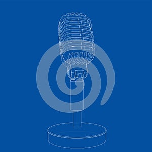 Outline vintage microphone vector