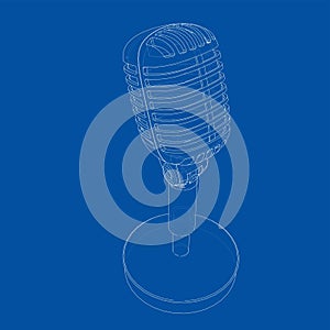 Outline vintage microphone vector