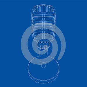 Outline vintage microphone vector