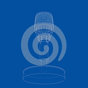 Outline vintage microphone vector