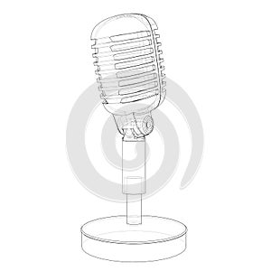 Outline vintage microphone vector