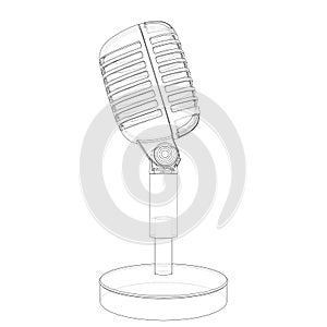 Outline vintage microphone vector