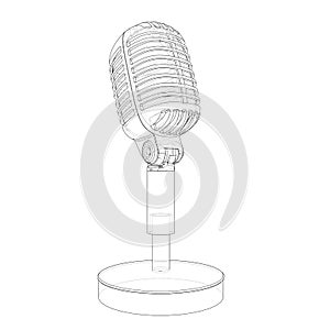 Outline vintage microphone vector