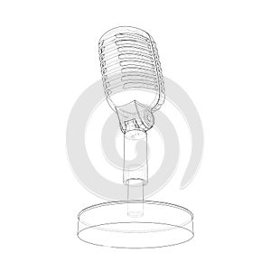 Outline vintage microphone vector