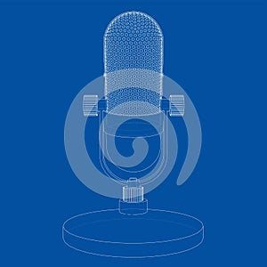 Outline vintage microphone vector