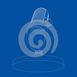 Outline vintage microphone vector