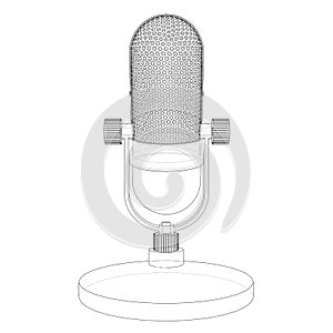 Outline vintage microphone vector