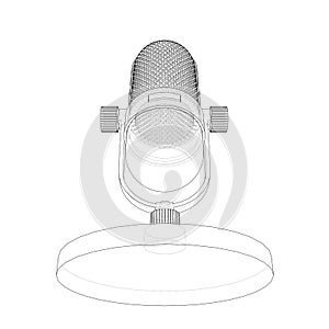 Outline vintage microphone vector