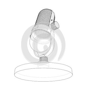 Outline vintage microphone vector