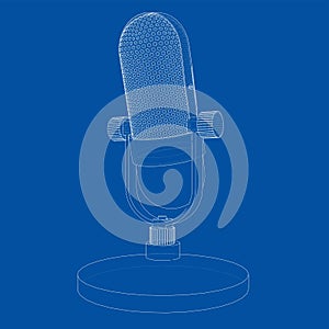 Outline vintage microphone vector