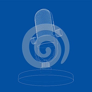 Outline vintage microphone vector