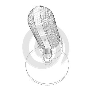 Outline vintage microphone vector