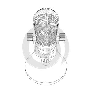 Outline vintage microphone vector