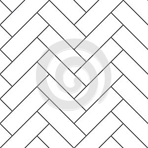Outline vintage wooden floor herringbone parquet vector seamless pattern