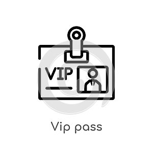 outline vip pass vector icon. isolated black simple line element illustration from luxury concept. editable vector stroke vip pass