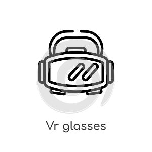 outline vr glasses vector icon. isolated black simple line element illustration from future technology concept. editable vector