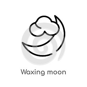 outline waxing moon vector icon. isolated black simple line element illustration from weather concept. editable vector stroke