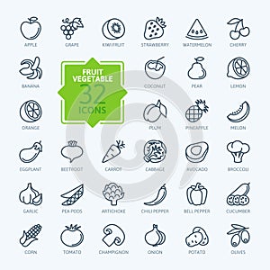 Outline web icon set - Fruit and Vegetables