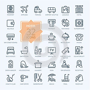 Outline web icon set - Hotel services