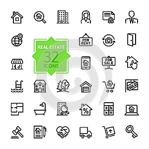 Outline web icon set - Real Estate