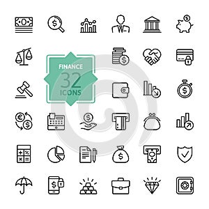 Outline web icons - money, finance, payments