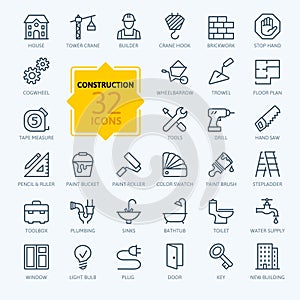 Outline web icons set - construction, home repair tools photo