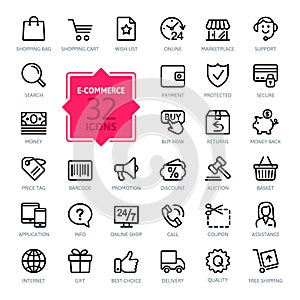 Outline web icons set - E-commerce