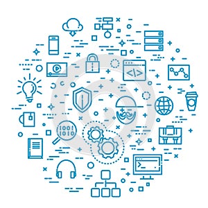 Outline web icons set - programming