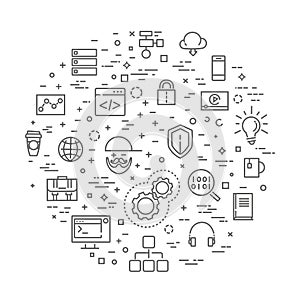 Outline web icons set - programming