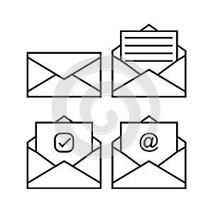 Outline white envelop icon set illustration design. Editable vector in eps10.