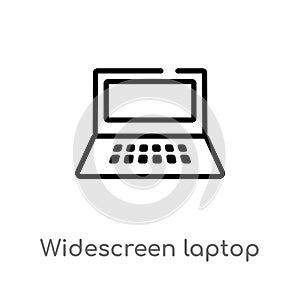 outline widescreen laptop vector icon. isolated black simple line element illustration from computer concept. editable vector