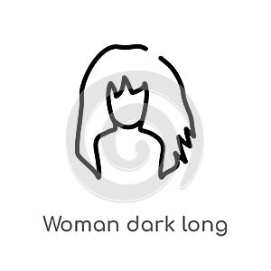 outline woman dark long hair vector icon. isolated black simple line element illustration from human body parts concept. editable