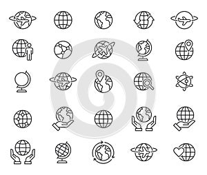 Describir globos terráqueos iconos colocar 