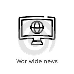 outline worlwide news vector icon. isolated black simple line element illustration from technology concept. editable vector stroke photo