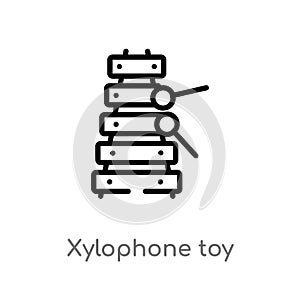 outline xylophone toy vector icon. isolated black simple line element illustration from toys concept. editable vector stroke